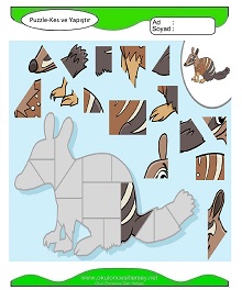 Puzzle Kes Yapıştır Çalışma Sayfaları